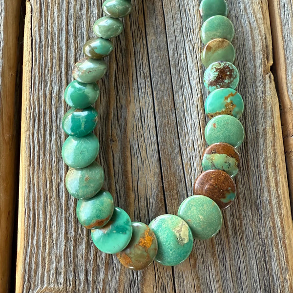 Handmade Turquoise Coin Beaded Necklace, Western Jewelry