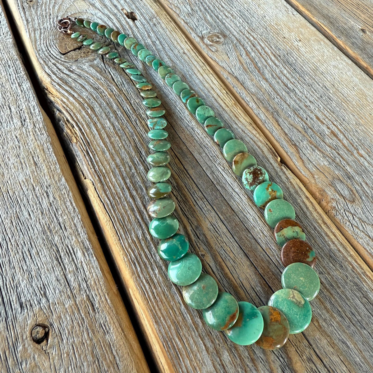 Handmade Turquoise Coin Beaded Necklace, Western Jewelry