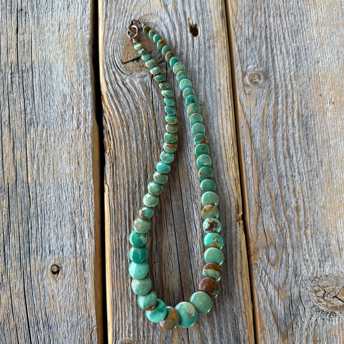 Handmade Turquoise Coin Beaded Necklace, Western Jewelry