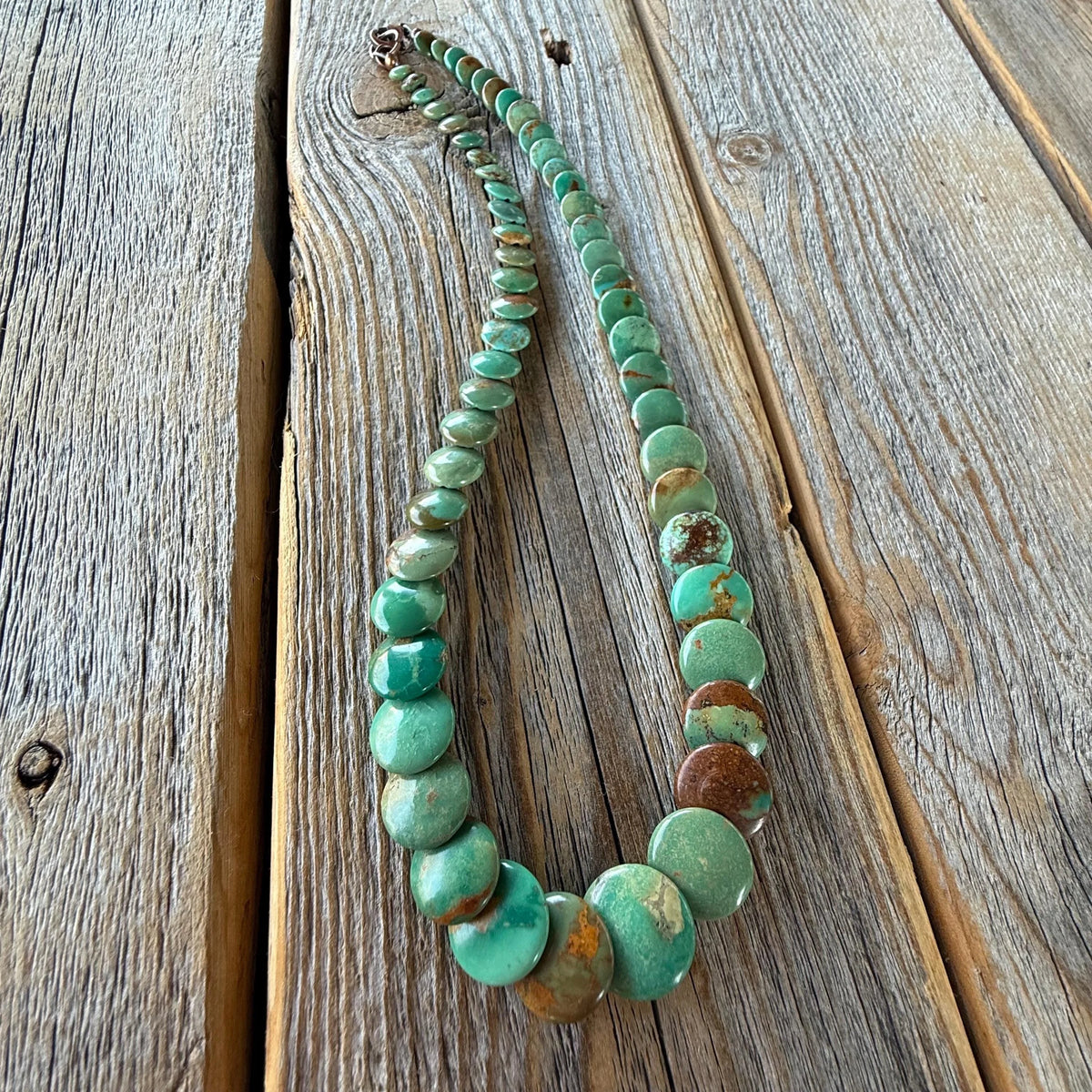Handmade Turquoise Coin Beaded Necklace, Western Jewelry