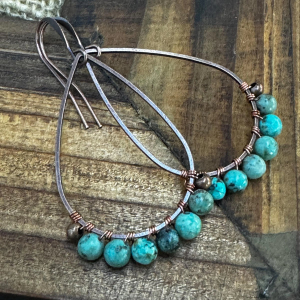 Handmade Turquoise Copper Dangle Earrings – Western Jewelry