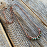 Handmade Turquoise Copper Jewelry Set, Boho Teardrop Necklace Earrings Rustic