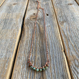 Handmade Turquoise Copper Jewelry Set, Boho Teardrop Necklace Earrings Rustic