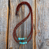 Handmade Turquoise Double Strand Necklace – Boho Copper & Czech Glass Jewelry