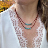 Handmade Turquoise Double Strand Necklace – Boho Copper & Czech Glass Jewelry