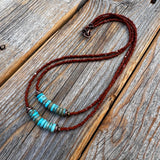 Handmade Turquoise Double Strand Necklace – Boho Copper & Czech Glass Jewelry