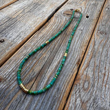 Handmade Turquoise Heishi Beaded Necklace, 14K Gold-Plated Clasp