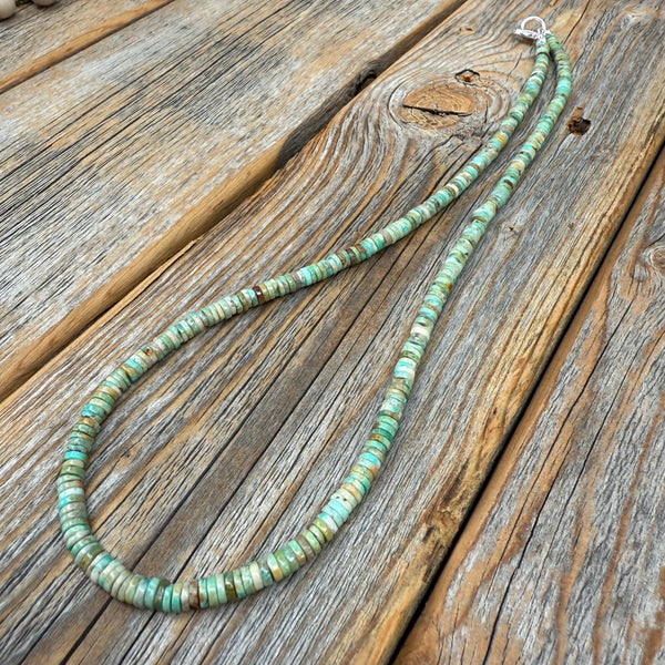 Handmade Turquoise Heishi Necklace, Boho Southwestern Jewelry