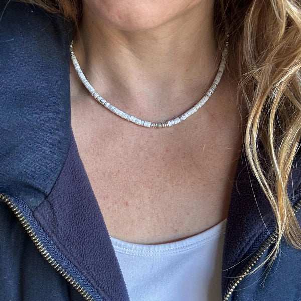 Howlite & African Opal Choker | Sterling Silver Accents, Coastal Boho