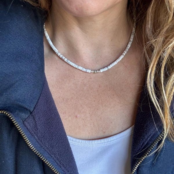Howlite & African Opal Choker | Sterling Silver Accents, Coastal Boho