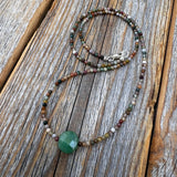 Jasper and Aventurine Beaded Choker – Sterling Silver Boho Necklace