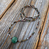 Jasper and Aventurine Beaded Choker – Sterling Silver Boho Necklace