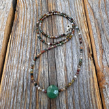 Jasper and Aventurine Beaded Choker – Sterling Silver Boho Necklace
