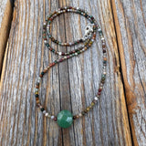Jasper and Aventurine Beaded Choker – Sterling Silver Boho Necklace