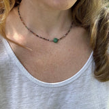 Jasper and Aventurine Beaded Choker – Sterling Silver Boho Necklace