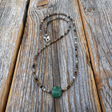 Jasper and Aventurine Beaded Choker – Sterling Silver Boho Necklace