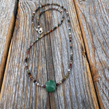 Jasper and Aventurine Beaded Choker – Sterling Silver Boho Necklace