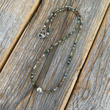 Jasper Beaded Choker Necklace - Dainty Sterling Silver Plated Clasp