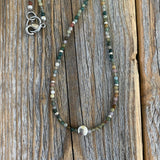Jasper Beaded Choker Necklace - Dainty Sterling Silver Plated Clasp