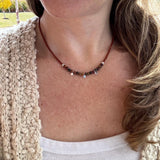 Jasper Beaded Choker Necklace with Sterling Silver
