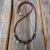 Jasper Beaded Choker Necklace with Sterling Silver