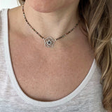 Jasper Flower Choker – Dainty Seed Bead, Sterling Silver Clasp