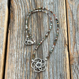 Jasper Flower Choker – Dainty Seed Bead, Sterling Silver Clasp