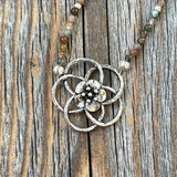 Jasper Flower Choker – Dainty Seed Bead, Sterling Silver Clasp