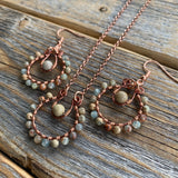 JEWELRY SET - African Opal Necklace, African Opal Earrings, African Opal Jewelry, Rustic Jewelry, Stone Earrings, Stone Necklace, Bohemian