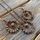 JEWELRY SET - African Opal Necklace, African Opal Earrings, African Opal Jewelry, Rustic Jewelry, Stone Earrings, Stone Necklace, Bohemian