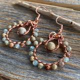 JEWELRY SET - African Opal Necklace, African Opal Earrings, African Opal Jewelry, Rustic Jewelry, Stone Earrings, Stone Necklace, Bohemian