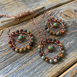 JEWELRY SET - Jasper Jewelry, Bohemian Earrings and Necklace, Stone Earrings, Rainbow Earrings, Colorful Jewelry, Rustic Jewelry, Boho