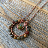 JEWELRY SET - Jasper Jewelry, Bohemian Earrings and Necklace, Stone Earrings, Rainbow Earrings, Colorful Jewelry, Rustic Jewelry, Boho