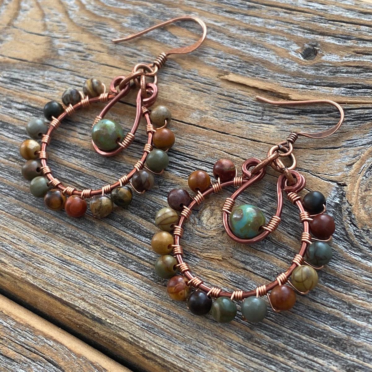 JEWELRY SET - Jasper Jewelry, Bohemian Earrings and Necklace, Stone Earrings, Rainbow Earrings, Colorful Jewelry, Rustic Jewelry, Boho