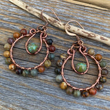 JEWELRY SET - Jasper Jewelry, Bohemian Earrings and Necklace, Stone Earrings, Rainbow Earrings, Colorful Jewelry, Rustic Jewelry, Boho