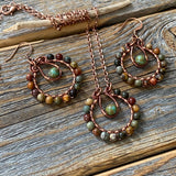JEWELRY SET - Jasper Jewelry, Bohemian Earrings and Necklace, Stone Earrings, Rainbow Earrings, Colorful Jewelry, Rustic Jewelry, Boho