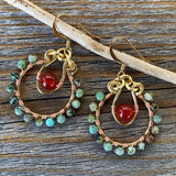 JEWELRY SET - Turquoise and Carnelian Necklace -Turquoise and Carnelian Earrings - Beaded Jewelry - Dainty Jewelry - Anniversary Gift