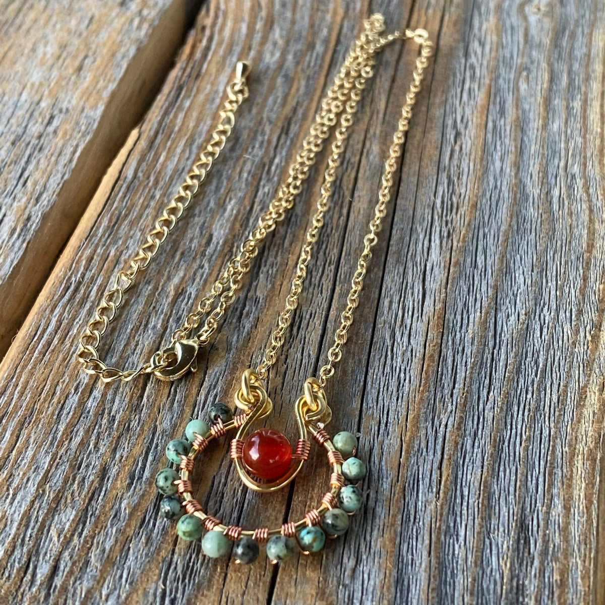 JEWELRY SET - Turquoise and Carnelian Necklace -Turquoise and Carnelian Earrings - Beaded Jewelry - Dainty Jewelry - Anniversary Gift