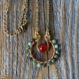 JEWELRY SET - Turquoise and Carnelian Necklace -Turquoise and Carnelian Earrings - Beaded Jewelry - Dainty Jewelry - Anniversary Gift
