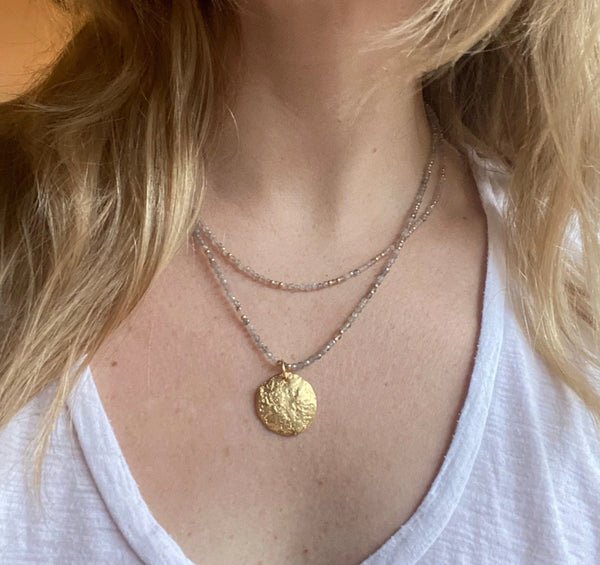 Labradorite Beaded Layered Necklace Set – Handmade Dainty Jewelry