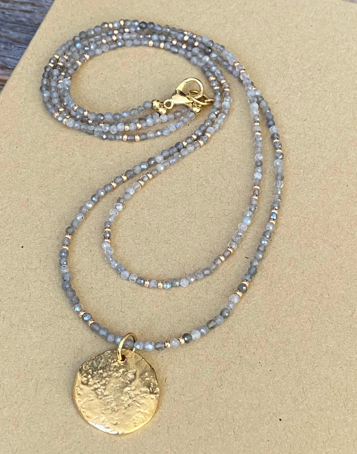 Labradorite Beaded Layered Necklace Set – Handmade Dainty Jewelry