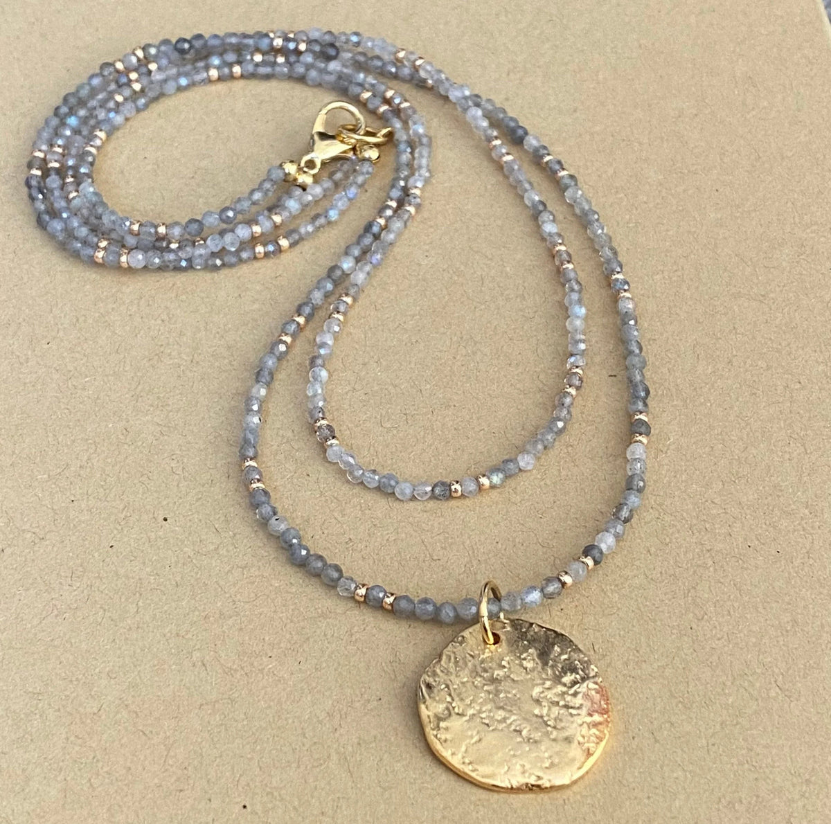 Labradorite Beaded Layered Necklace Set – Handmade Dainty Jewelry