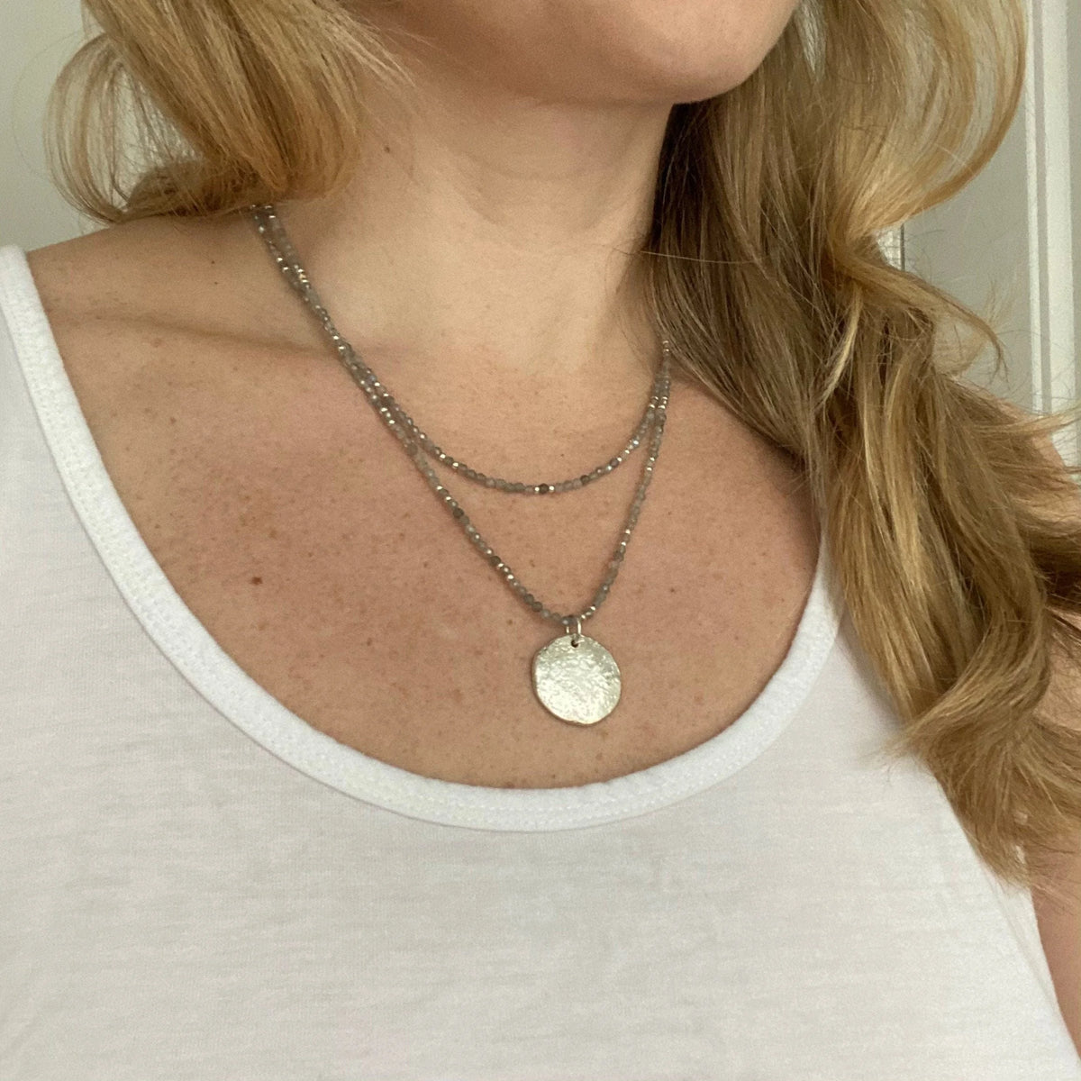 Labradorite Beaded Layered Necklace Set – Handmade Dainty Jewelry
