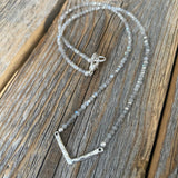 Labradorite Beaded Necklace – Sterling Silver Chevron Pendant