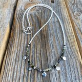Labradorite Moonstone Quartz Choker – Sterling Silver Dangles