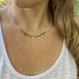 Labradorite Moonstone Quartz Choker – Sterling Silver Dangles