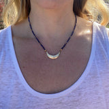 Lapis Lazuli Crescent Necklace | Dainty Gold Pendant, Minimalist Boho Jewelry, Layering Gift for Her