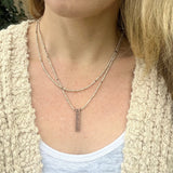 Layered Beige Beaded Necklace, Copper Pendant Necklace, Minimalist Boho Jewelry