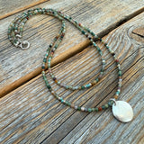 Layered Fancy Jasper Necklace, Earth Tone Beaded Sterling Silver Pendant