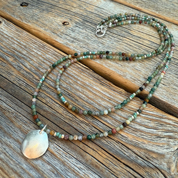 Layered Jasper Turquoise Beaded Necklace Set, Minimalist Pendant Jewelry